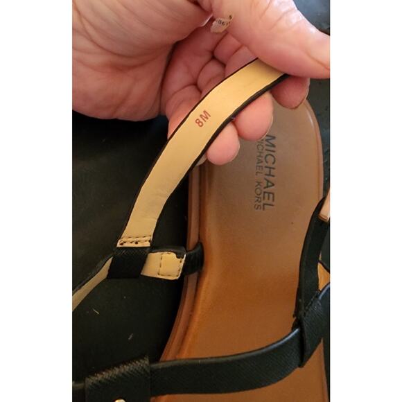 Michael Kors Casey black Leather Sandal 8 Med - Picture 5 of 7